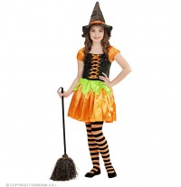 Costume de Halloween de sorcière citrouille 4-13 ans