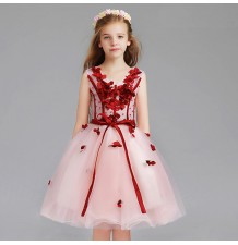 Robe rose et rouge de cérémonie fille-demoiselle d'honneur 100-150cm