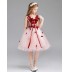 Vestito cerimonia bimba damigella rosa/rosso 110-150cm