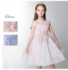 Abito bimba da damigella bianco e rosa ricamato 100-160cm