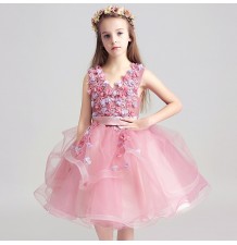 Flower girl ceremony formal dress pink 100-150cm