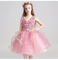 Flower girl ceremony formal dress pink 100-150cm
