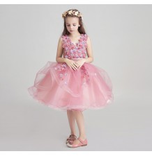 Robe rose de cérémonie fille demoiselle d'honneur 100-150cm