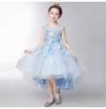 Abito bimba da damigella azzurro ricamato 100-160cm