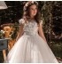 Robe longue blanc de fille-demoiselle d'honneur