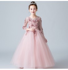 Vestito cerimonia bimba damigella rosa 100-160cm