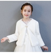 Boléro blanc hivernal pour petite fille 100-160cm