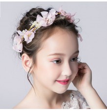 Serre-tête fleurs rose décoré de cérémonie pour petite fille