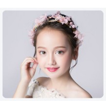 Serre-tête fleurs rose décoré de cérémonie pour petite fille