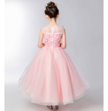 Abito bimba da damigella rosa ricamato 100-160cm