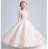 Robe brodée de fleurs roses de cérémonie fille-demoiselle d'honneur