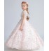 Robe brodée de fleurs roses de cérémonie fille-demoiselle d'honneur