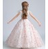 Robe brodée de fleurs roses de cérémonie fille-demoiselle d'honneur