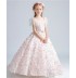 Vestito lungo ricamato con fiorini rosa per bimba damigella