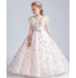 Robe brodée de fleurs roses de cérémonie fille-demoiselle d'honneur