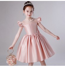 Robe de cérémonie fille-demoiselle d'honneur rose 100-160cm