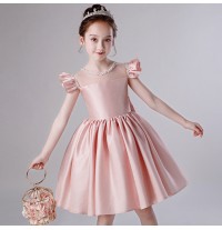 Pink flower girl formal dress 90-160cm