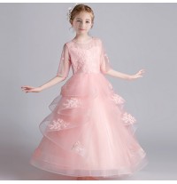 Robe rose de cérémonie fille-demoiselle d'honneur 110-160cm