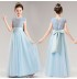 Robe bleu clair de cérémonie fille-demoiselle d'honneur ongueur à la cheville
