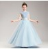 Robe bleu clair de cérémonie fille-demoiselle d'honneur ongueur à la cheville