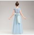Robe bleu clair de cérémonie fille-demoiselle d'honneur ongueur à la cheville