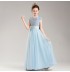 Robe bleu clair de cérémonie fille-demoiselle d'honneur ongueur à la cheville