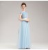 Robe bleu clair de cérémonie fille-demoiselle d'honneur ongueur à la cheville