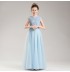 Robe bleu clair de cérémonie fille-demoiselle d'honneur ongueur à la cheville
