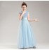 Robe bleu clair de cérémonie fille-demoiselle d'honneur ongueur à la cheville