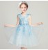 Embroidered flower girl formal dress sky blue 100-160cm