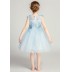 Embroidered flower girl formal dress sky blue 100-160cm