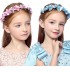 Decorated pink or blue flowers girl headband
