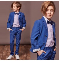 Ensemble de cérémonie pour enfant / garçon 4 pièces bleu 110-150cm
