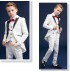 Jacquard Fabric French Smoking Boy Formal Suit 5 pcs  White