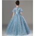 Vestito cerimonia lungo ricamato con farfalla blu per bimba damigella