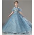 Vestito cerimonia lungo ricamato con farfalla blu per bimba damigella