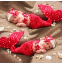 Costume sirene rosso per neonato 0-3 mesi