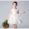 Flower girl white embroidered dress 100-150cm